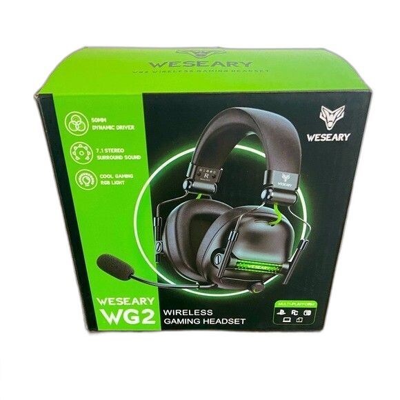 NIB Weseary Wireless Gaming Headset WG2 for PC, PS4, PS5, SWITCH, & MAC 2.4 GHZ - Picture 1 of 5